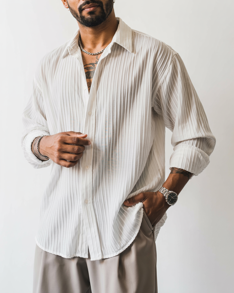 Leo | Pleated Long-Sleeve Shirt