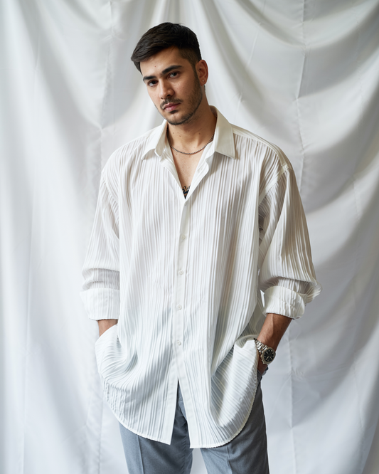 Leo | Pleated Long-Sleeve Shirt
